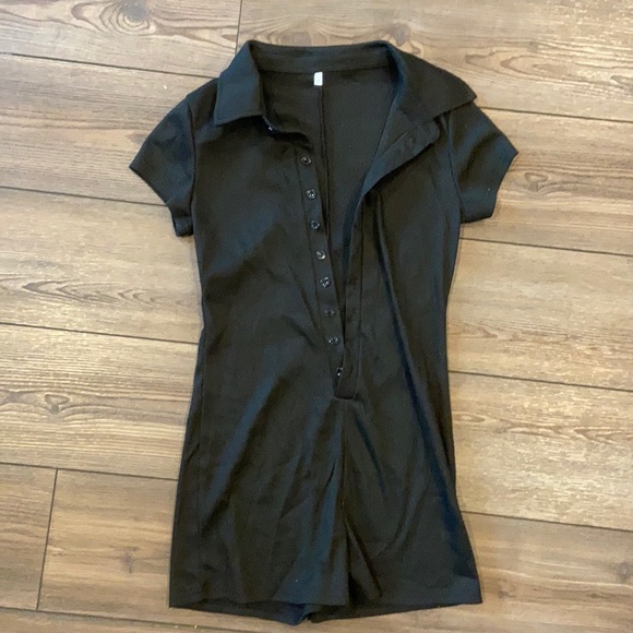 Black button down romper